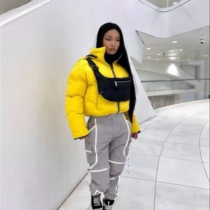 Women's Reversible Puffer Jacket with Detachable Bag